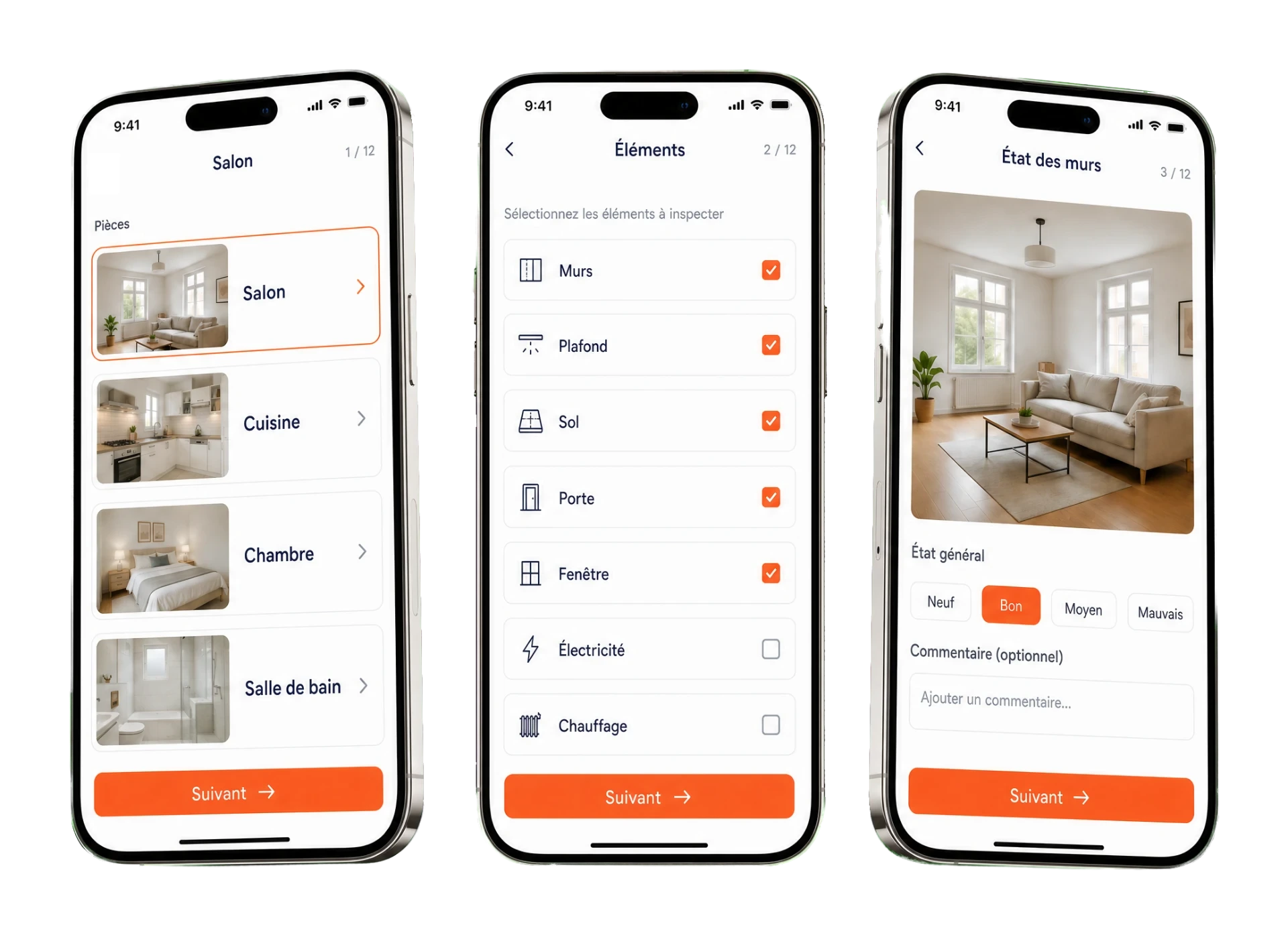 Saisie pièce par pièce sur smartphone
